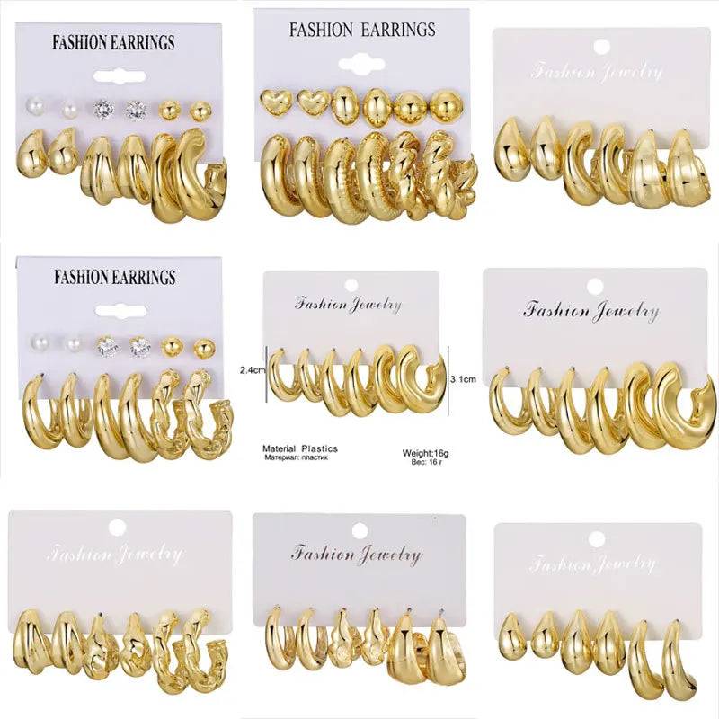 12Pcs Vintage Earrings Set Fashion Closet Clothing