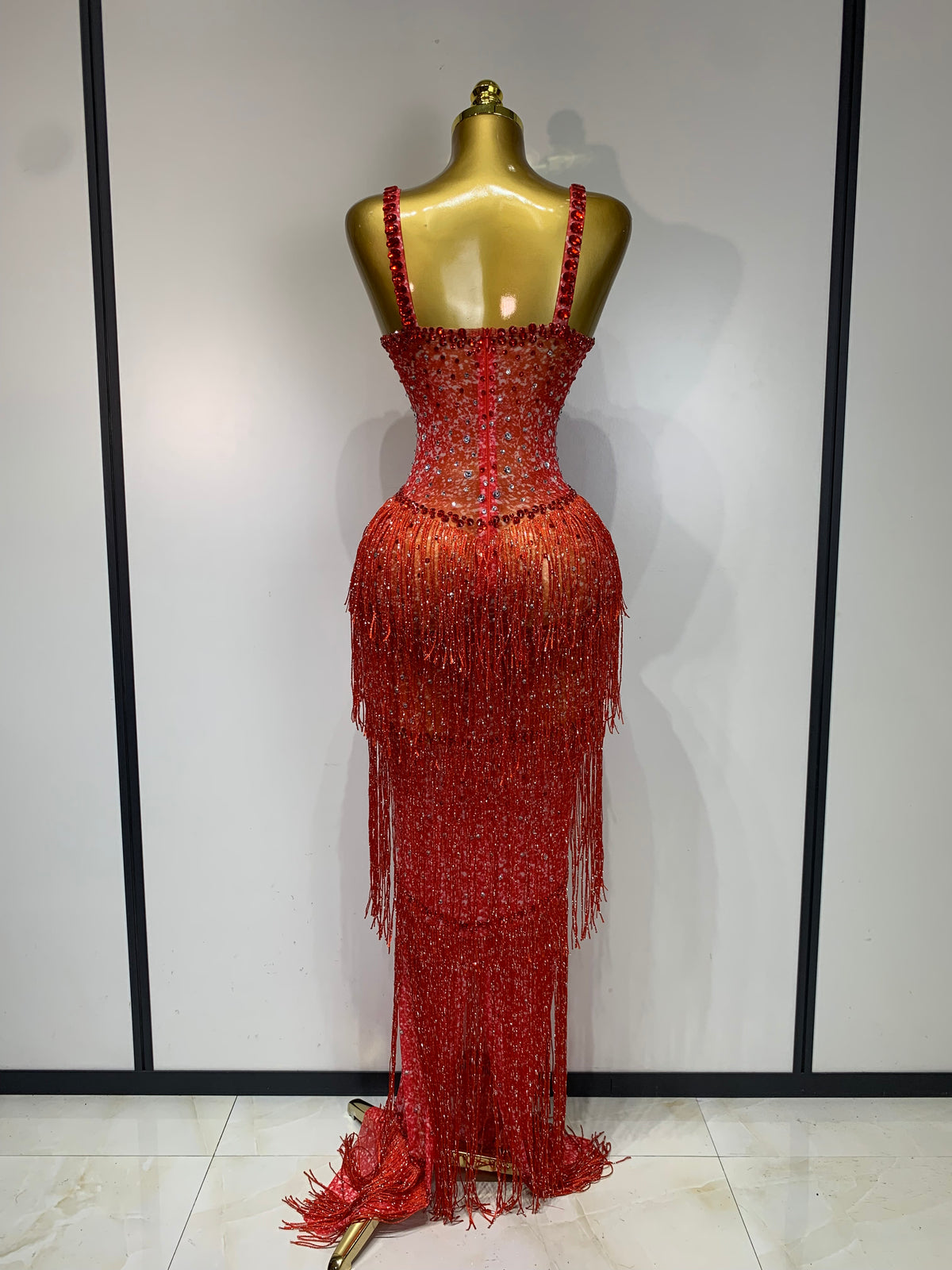 Maxine Tassel Mesh Maxi Dress