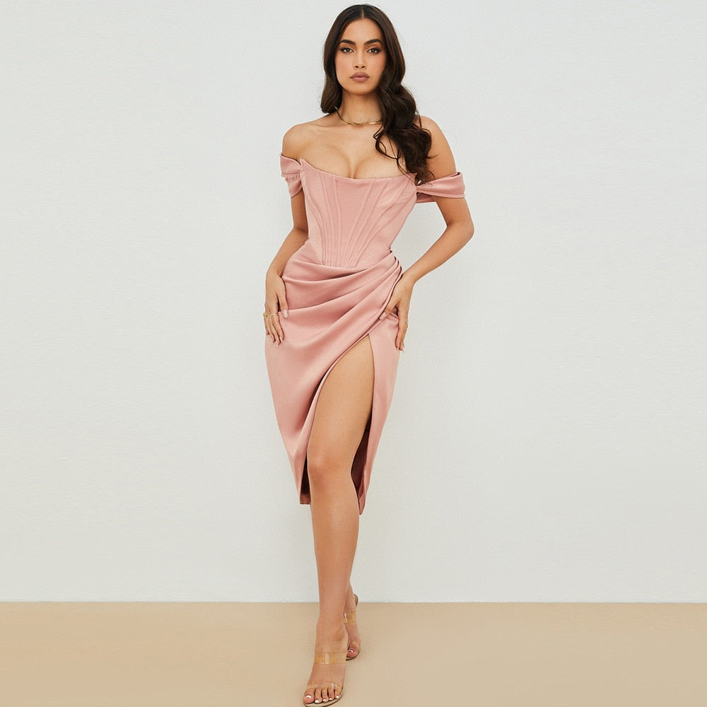 All You Need Is Me Satin Corset Dress