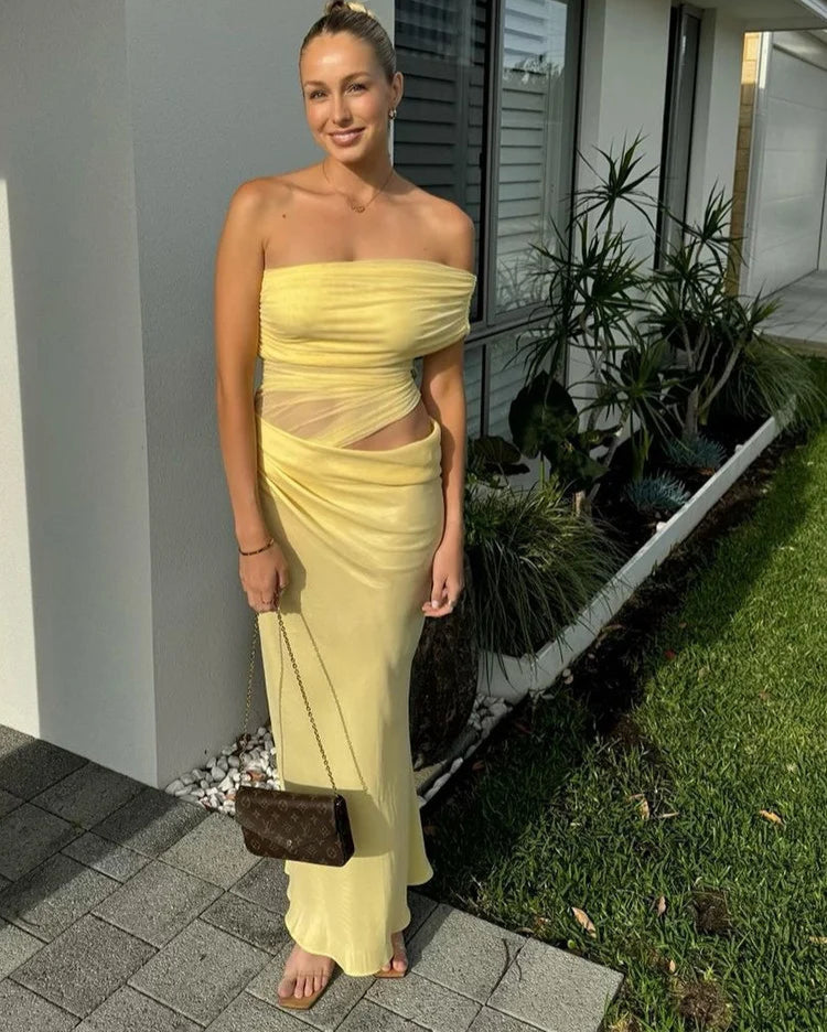 Anastasia Ruched Maxi Dress Fashion Closet Clothing