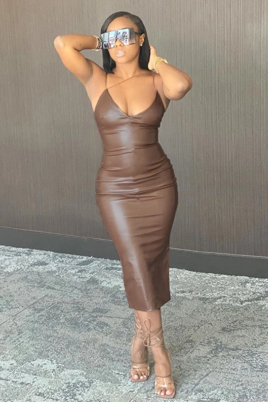 Ashlea Leather Midi Dress