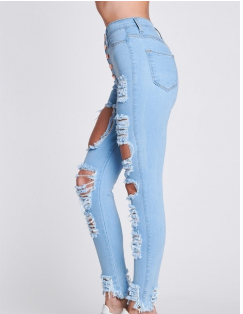 Back At it High Waist Jeans- Light blue Fashion Closet Clothing