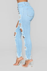 Back At it High Waist Jeans- Light blue Fashion Closet Clothing