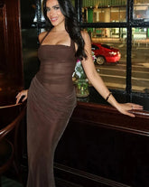 Bella Ruched Satin Dress Fashion Closet Clothing