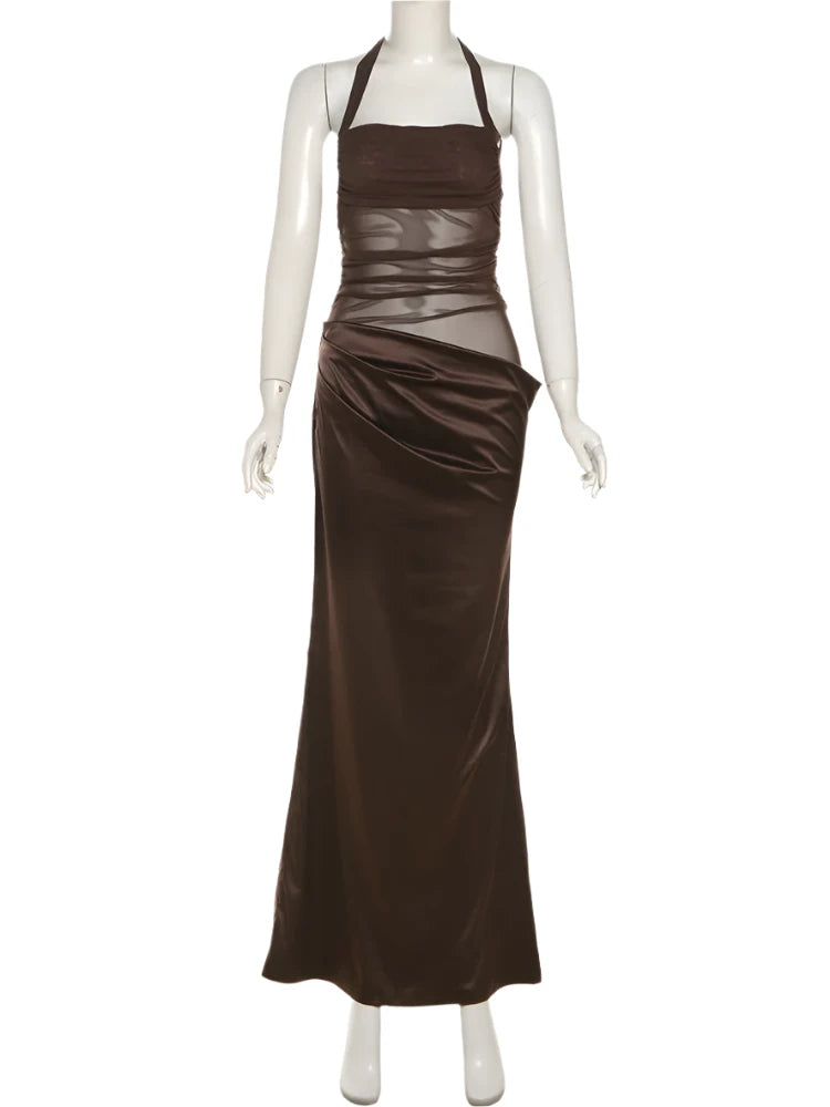 Bella Ruched Satin Dress Fashion Closet Clothing