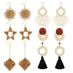 Boho Rattan Braid Drop Earrings Fashion Closet Clothing