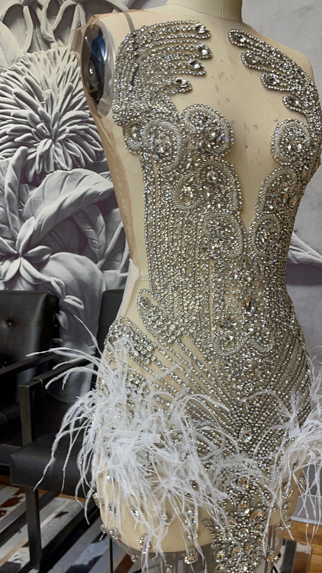Brenda Mesh Feathers Dress Fashion Closet Clothing