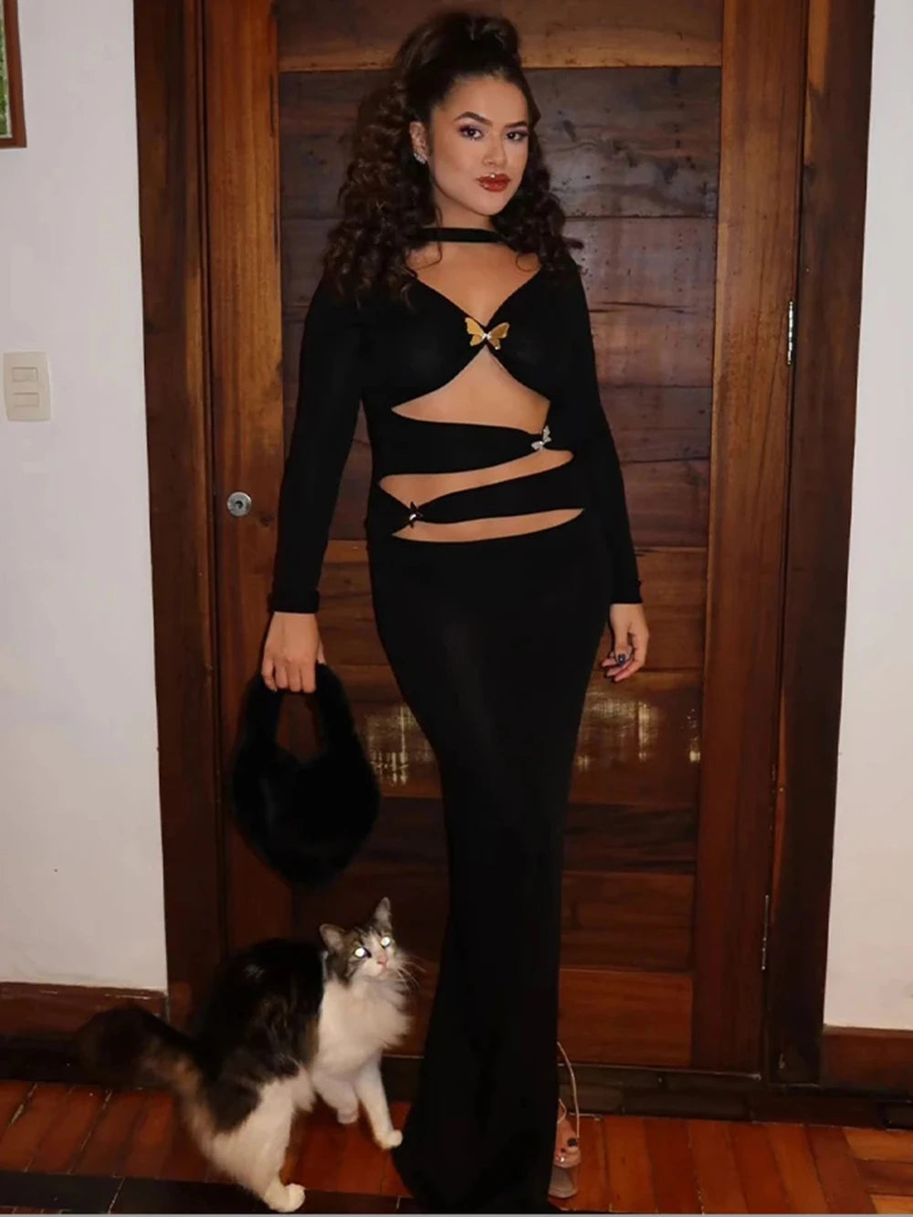 Butterfly Pins Maxi Dress Fashion Closet Clothing