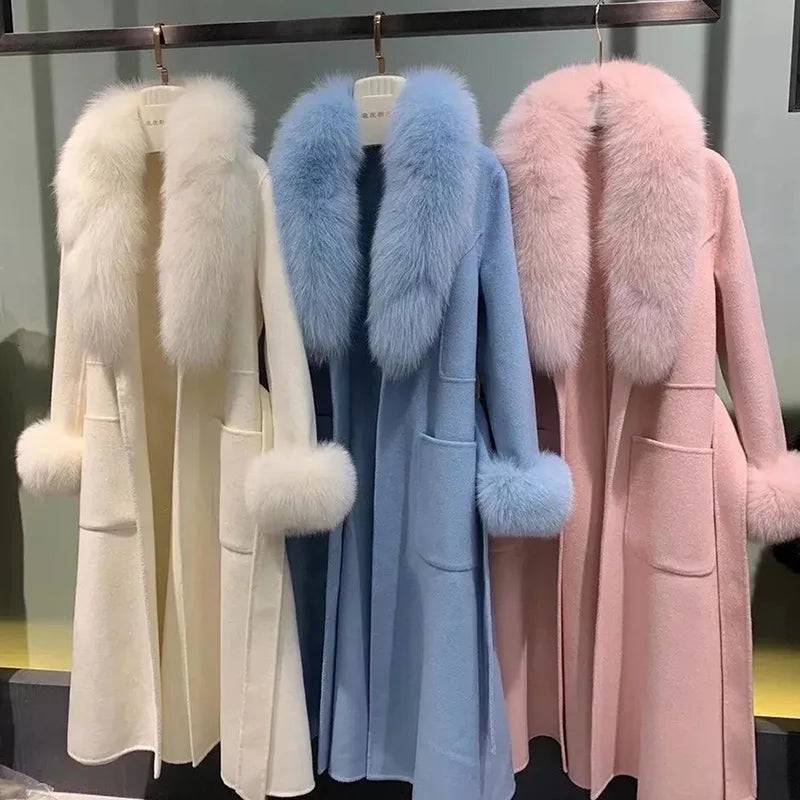Cashmere Wopl Fox Fur Luxury Overcoat Fashion Closet Clothing