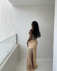 Cassandra Tassel Maxi Dress Fashion Closet Clothing