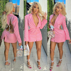 Cherry On Top Backless Diamond Blazer Fashion Closet Clothing