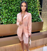 Ciara Sheer Blazer Short Set Fashion Closet Clothing