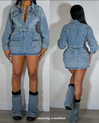 City View Denim Dress Socks Set Fashion Closet Clothing