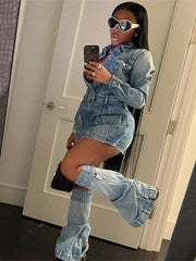 City View Denim Dress Socks Set Fashion Closet Clothing