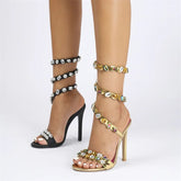 Crystal Ankle Wrap High Heels Fashion Closet Clothing