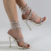 Crystal String Bead High Heels Fashion Closet Clothing