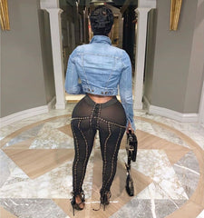 Diva Lace Up Mesh Pants Fashion Closet Clothing