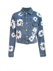 Floral Print Denim Jackets Fashion Closet Clothing