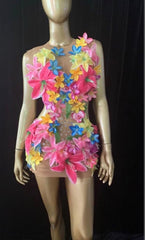 Flower Sexy Mesh Dress Fashion Closet Clothing