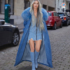 Fur Collar Denim Coat Fashion Closet Clothing
