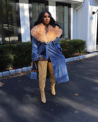 Fur Collar Trench Denim Coat Fashion Closet Clothing