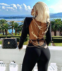 Gold Chain Blazer & Crystal Pants Fashion Closet Clothing