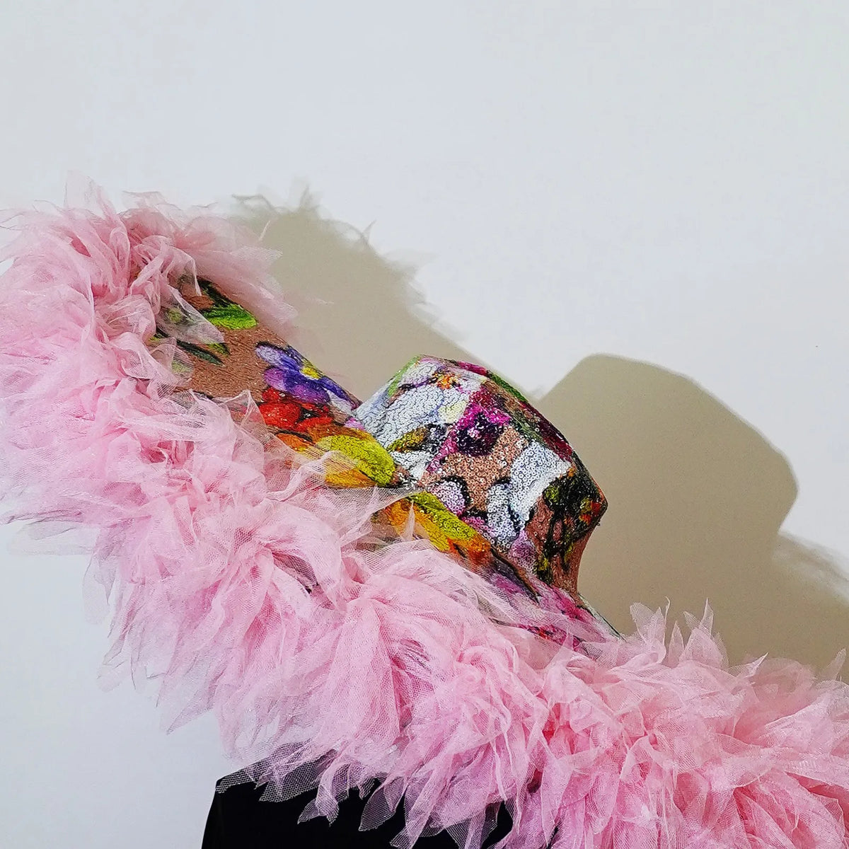 Luxury Floral Sequin Ruffle Dress