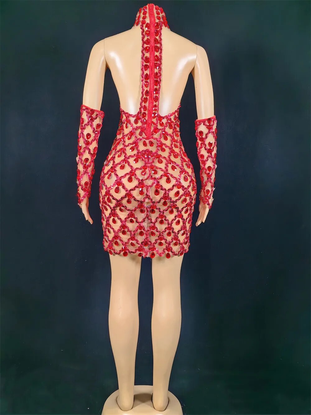 Hillary Rhinestones Mesh Dress Fashion Closet Clothing