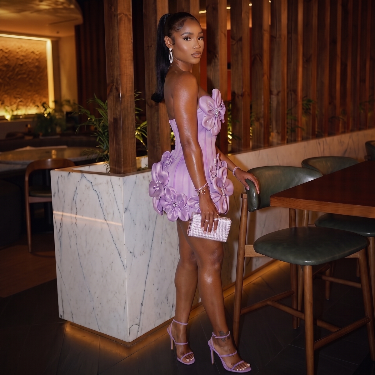 Luxe Chic Flower Bandage Mini Dress
