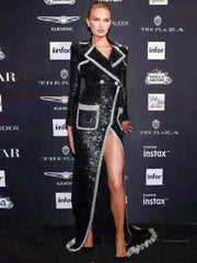 Jenny Black Sequins Trench Coat Fashion Closet Clothing