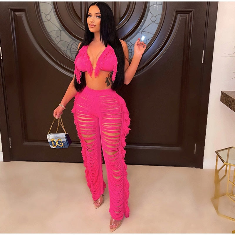 Kamaya Tassel Pants Set Fashion Closet Clothing