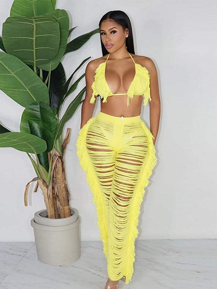 Kamaya Tassel Pants Set Fashion Closet Clothing