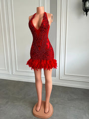 Lilian Feather Mini Dress Fashion Closet Clothing