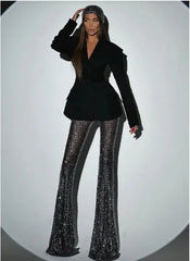 Livia Blazer Sequins Pants Set Fashion Closet Clothing