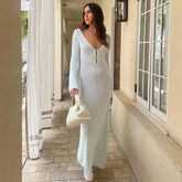 Long Beach Knit Maxi Dress Fashion Closet Clothing