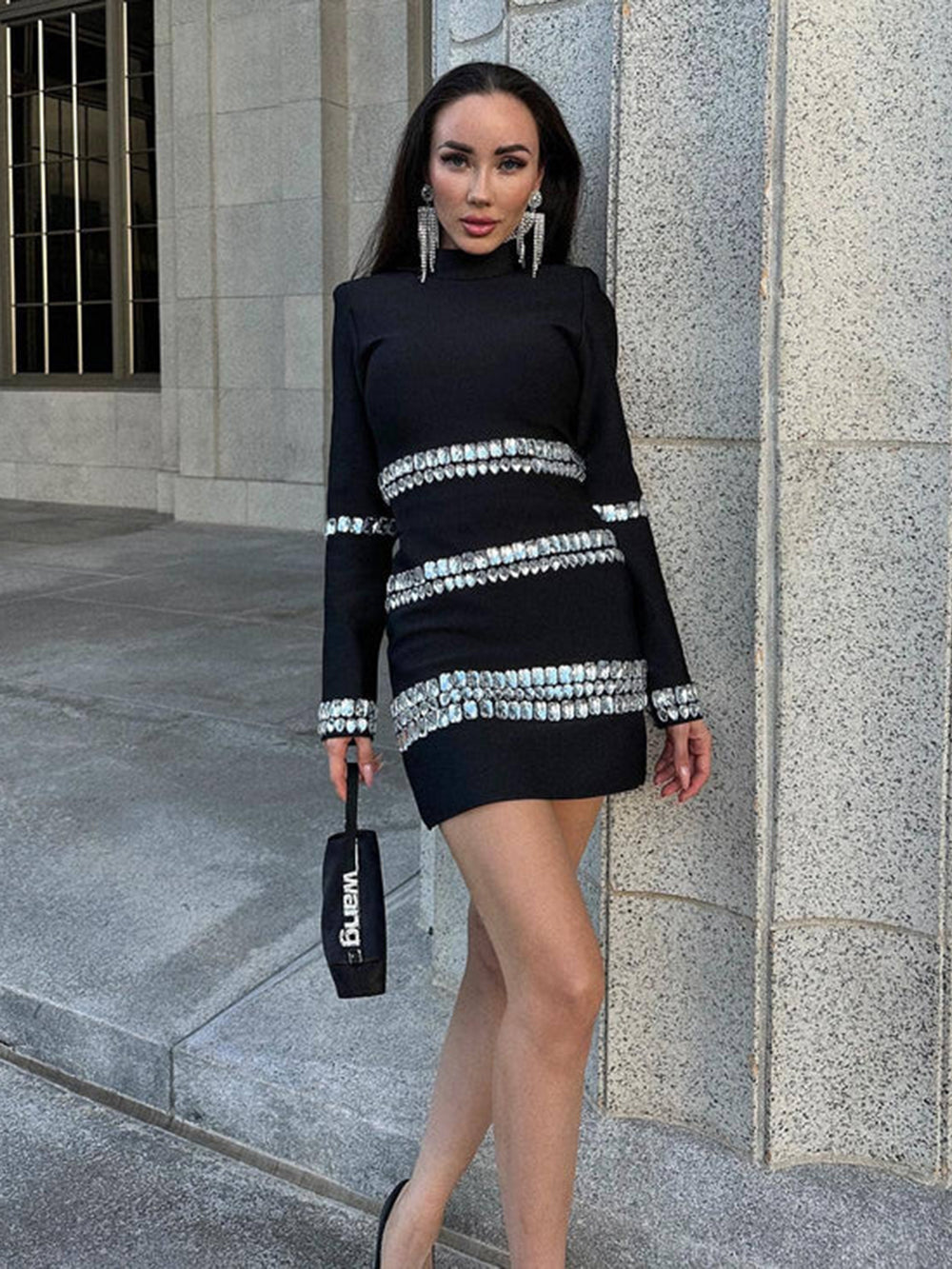 Lorna Crystal Bandage Mini Dress Fashion Closet Clothing