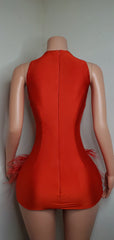 Luxury Sheer Crystal Feather Mini Dress Fashion Closet Clothing