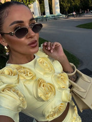 Mia's 3D Flower Skirt Set Fashion Closet Clothing