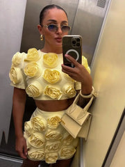 Mia's 3D Flower Skirt Set Fashion Closet Clothing
