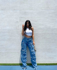 Multi-pocket Cargo Jeans Fashion Closet Clothing