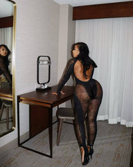 Naisha Mesh Sheer Jumpsuit Fashion Closet Clothing