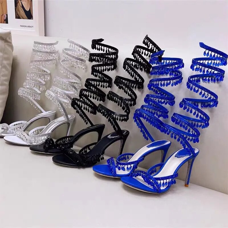 Nisha Rhinestone High Heels Fashion Closet Clothing
