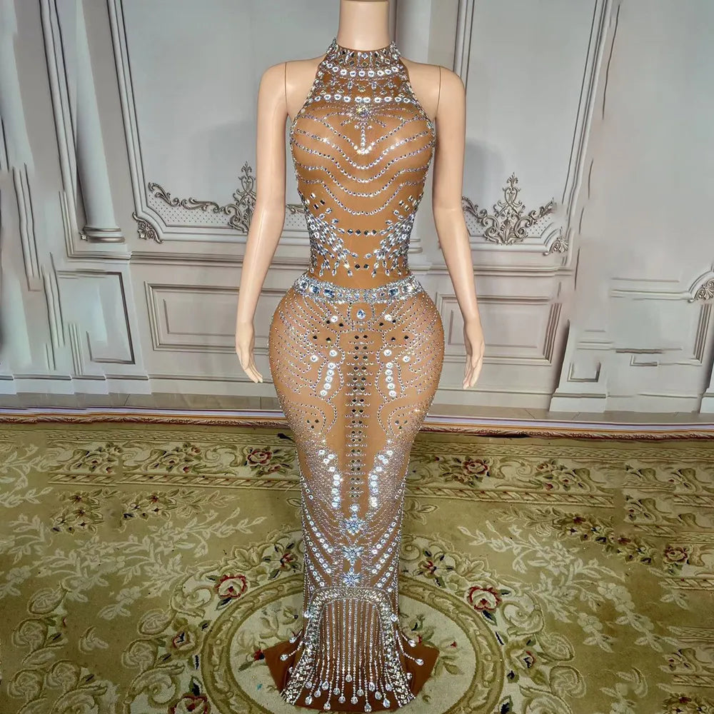 Crystal Mesh Bodysuit Dress