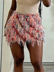 Peach Tassel Knit Skirt Fashion Closet Clothing