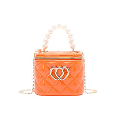 Pearl Heart Mini Tote Bucket Bag Fashion Closet Clothing