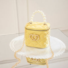 Pearl Heart Mini Tote Bucket Bag Fashion Closet Clothing