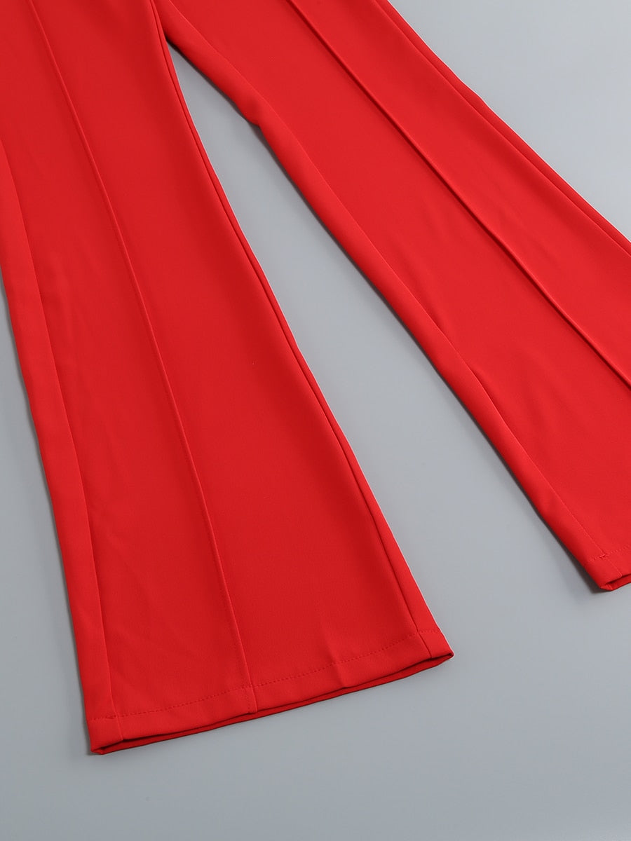 Red Ruby Blazer Pants Set Fashion Closet Clothing