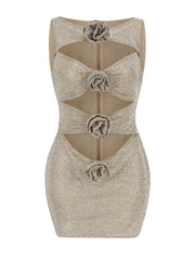 Rhinestone Cutout Bodycon Mini Dresses Fashion Closet Clothing