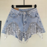 Rhinestones Short High Waist Jeans Fashion Closet Clothing