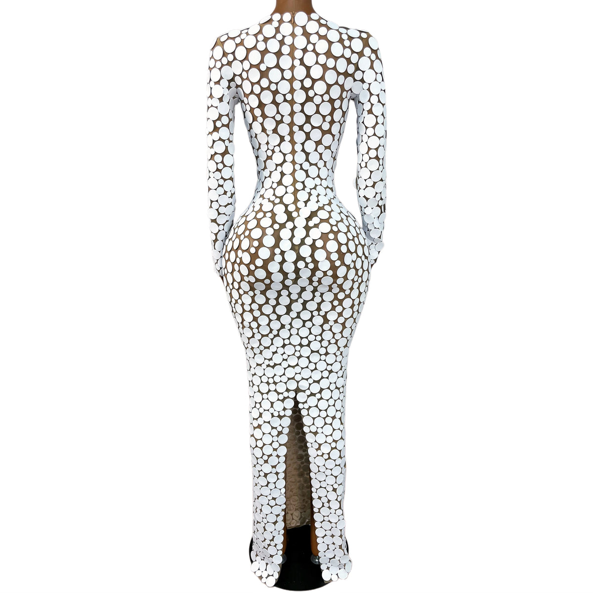 White Points Mesh Maxi Dress